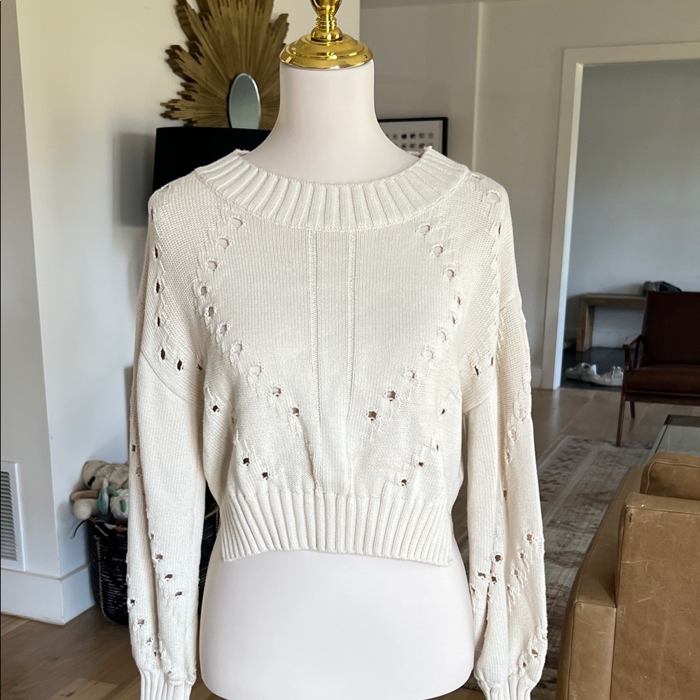 Cleobella Cream Knit Crew Neck Sweater